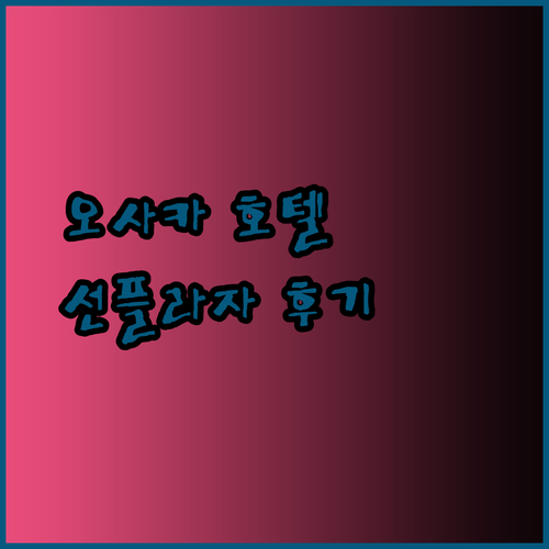 오사카 여행 필수 정보 호텔 선플라자 2 아넥스 후기와 가성비 팁 공유