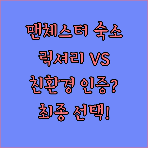 맨체스터 숙소 고민 끝 럭셔리 아파트식 호텔과 친환경 인증 호텔 전격 비교
