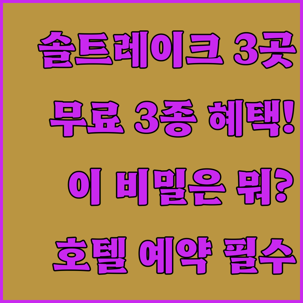 솔트레이크 시티 다운타운 호텔 3곳 무료 조식 셔틀 룸서비스 혜택의 비밀