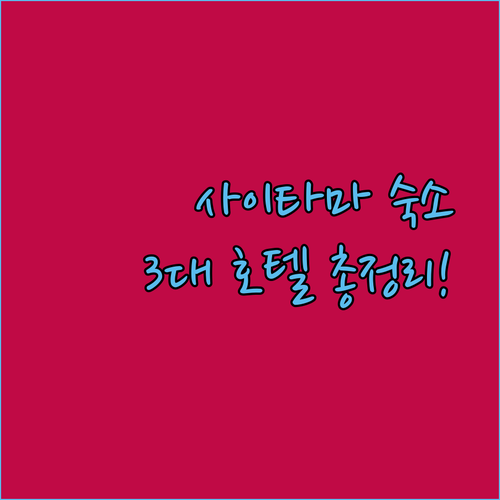 사이타마 슈퍼 아레나 공연 관람객 필독, 3대 호텔 장단점 완벽 분석